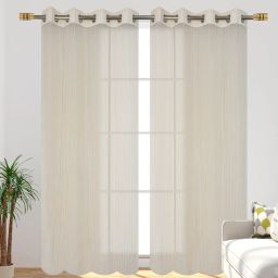 homefab india Set of 2 Stripe Sheer Window Curtains image 1