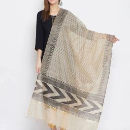 clora creation Checked Dupatta with Tassels image 1