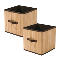 homestorie Set of 2 Foldable Bamboo Storage Boxes image 1