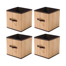 homestorie Set of 4 Foldable Bamboo Storage Baskets image 1