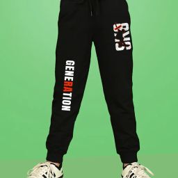 nusyl Boys Typographic Print Joggers with Elasticated Drawstring Waist image 1