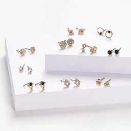 accessorize london Set of 10 Stone-Studded Stud Earrings image 1