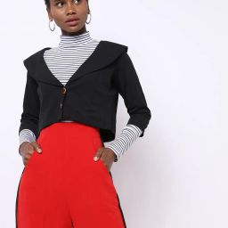 style quotient Button-Front Crop Shrug with Sailor Collar image 1