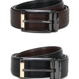 louis philippe Geometric Pattern Leather Reversible Belt image 1