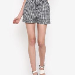 indietoga Checked High-Rise Shorts with Tie-Up image 1