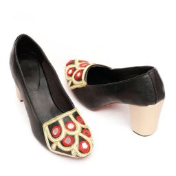 tjori Chunky Heels with Mirror Work image 1