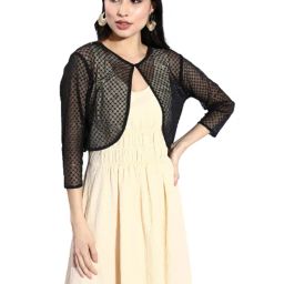 style quotient Embellished Shrug with Button & Loop Closure image 1