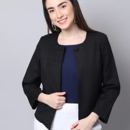 even Textured Front-Open Jacket image 1