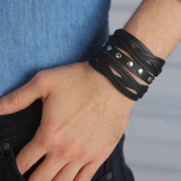 bold by priyaasi Leather Wristband with Snap Button Closure image 1