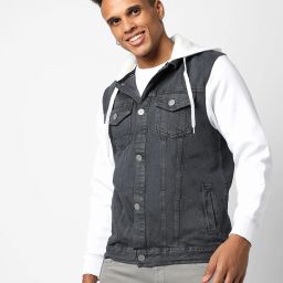 campus sutra Hooded Jacket with Button Closure image 1