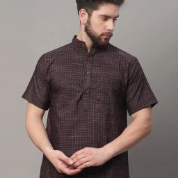 aarsha Checked Short Kurta with Patch Pocket image 1