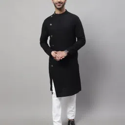 even Geometric Pattern Kurta with Side-Buttoned Closure image 1
