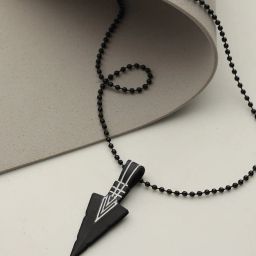 bold by priyaasi Beaded Chain with Striped Triangular Pendant image 1