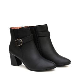 shuz touch Pointed-Toe Ankle-Length Boots with Zip Closure image 1