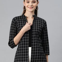 cottinfab Checked Shrug with Front-Open image 1