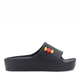 cassiey Women Open-Toe Slip-On Slides with Chocolate Applique image 1