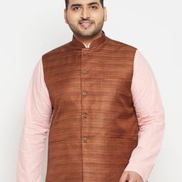 vastramay plus Tailored Fit Nehru Jacket with Insert Pockets image 1