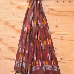 molcha by babita singh Ikat Print Dupatta with Tassels image 1