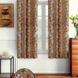 cortina eyelet curtain Set of 2 Leaf Print Window Curtains image 1