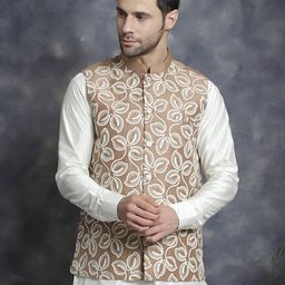 jompers Men Regular Fit Nehru Jacket with Button Closure image 1