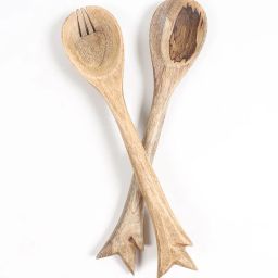 qura Set of 2 Raw Wooden Salad Servers image 1