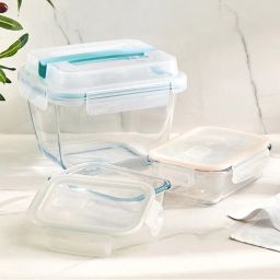 home centre Set of 3 Fiesta Prism Borosilicate Glass Containers with Lids image 1