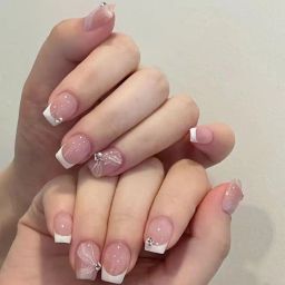 pink truck Set of 24 Artificial Reusable Nails in Half Petal with Stone Design image 1