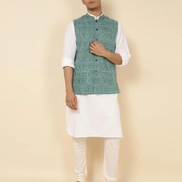 fabindia Printed Nehru Jacket with Inserted Pockets image 1