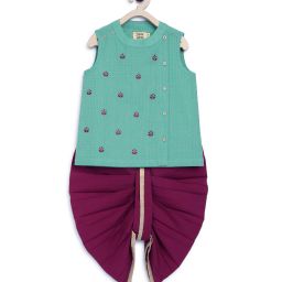 tiber taber Boys Embroidered Kurta Dhoti Set image 1