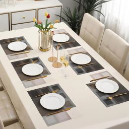 monkdecor Set of 8 Checked Table Placemats 18 " x 12 " image 1