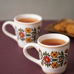 fabindia Ceramic Casted Pushp Mug- Large Set Of 2 image 1