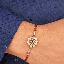 Men Sterling Silver Gold-Plated CZ Designer Thread Rakhi-image-12