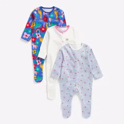 mothercare Pack of 3 Printed Sleepsuits image 1