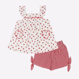 h by hamleys Strawberry Print Top with Checked Shorts image 1