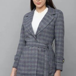 allen solly Checked Notched Lapel Peacoat image 1