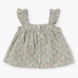 gap kids Floral Printed Button Front Flutter Sleeve Top image 1