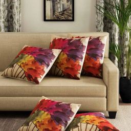 romee Set of 5 Abstract Print Square Cushion Covers 16"X16" image 1