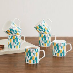 home centre Set of 6 Geometric Print Coffee Mugs image 1