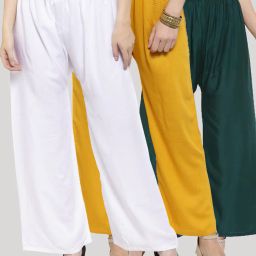 clora creation Pack of 3 Palazzos with Drawstring Waist image 1