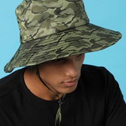 french accent Camouflage Bucket Hat with Adjustable String image 1