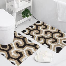 aazeem Geometric Pattern Bath Mat & U Contour 2.5' x 1.5' image 1