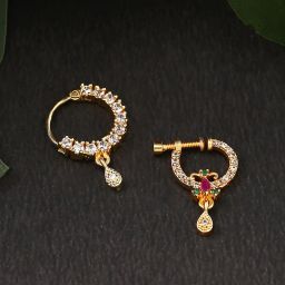 yellow chimes Set of 2 Stone-Studded Nose Pins image 1