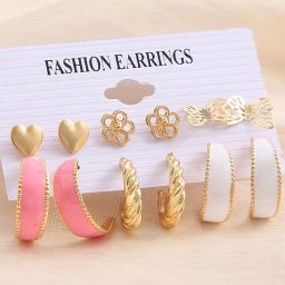 jewels galaxy Set of 6 Stud & Hoop Earrings image 1