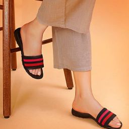 inblu Striped Slip-On Slides image 1