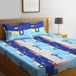 klotthe Set of 2 210 TC Printed King-Size Bedsheet with Pillow Covers image 1