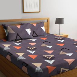 klotthe Set of 2 210 TC Geometric Print King-Size Bedsheets with Pillow Covers image 1