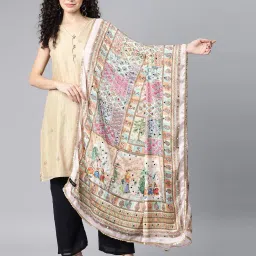 swi stylish Phulkari Embroidered Dupatta with Mirror Work image 1