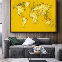 artsense World Map Print Canvas Painting 40" x 30" image 1