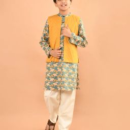 lilpicks Printed Kurta & Pyjamas Set with Jacket image 1