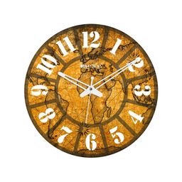 olive tree World Map Print Silent Movement Wooden Wall Clock image 1